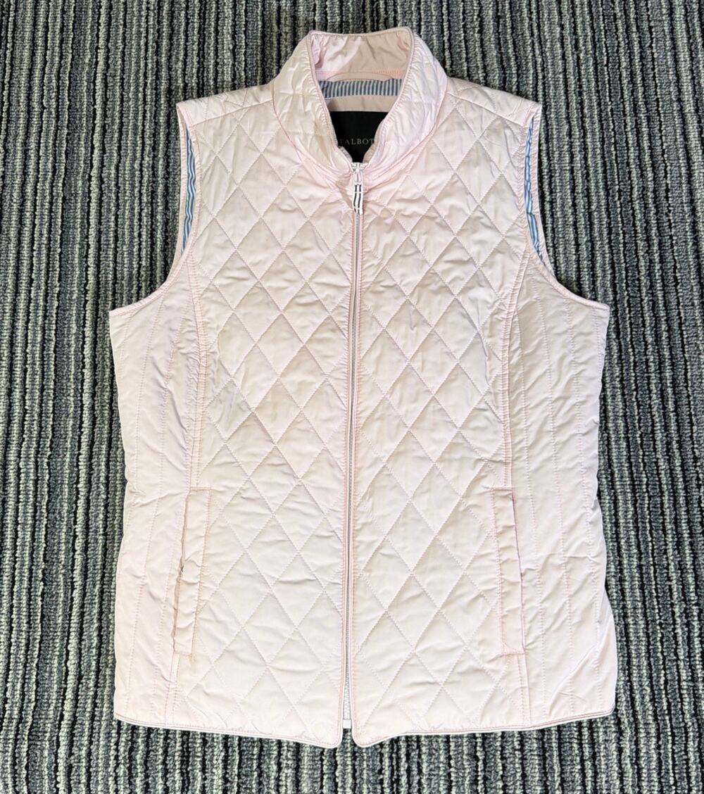 Talbots Women’s Light Pink Quilted Lightweight Puffer Vest Full Zip Large